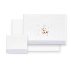 Juego de Ropa de Cama de 3 Piezas en Felpa de Coral para Cochecito - Modelo Oso Luna con Patrón Tejido - Product Image 1