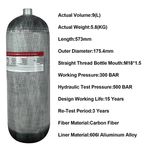 ถังอากาศดำน้ำคาร์บอนไฟเบอร์ 9 ลิตร PCP SCBA คอมโพสิต โรงงาน OEM - Product Image 2