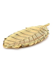 Le plateau de vanité de plaque d'affichage de ton d'or de style antique de bibelot de plume en métal d'or est un article décoratif et fonctionnel - Product Image 3