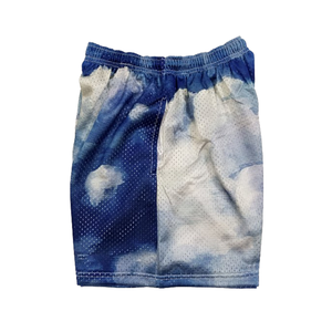 Men's sublimation printing mesh polyester Shorts Mid Waist Drawstring Casual Short Shorts Breathable Fabric Blue <b>White</b> Patter - Product Image 3