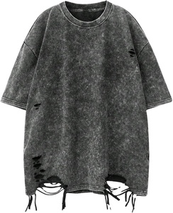 Customized <b>Drop</b> Shoulder O-Neck <b>Acid</b> Washed Distressed Heavyweight Cotton Blank Plain Oversized 100% Cotton Jersey Men's T-shirt - Product Image 1