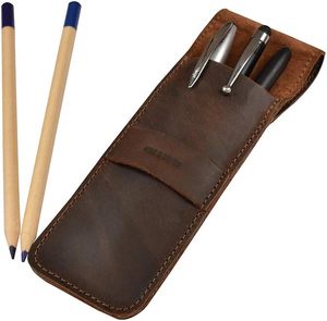 Nouveau porte-stylo en cuir pleine fleur carré artisanal de haute qualité ERa, étui à crayons, pochette à rabat, porte-stylo 5x16,5 cm - Product Image 3
