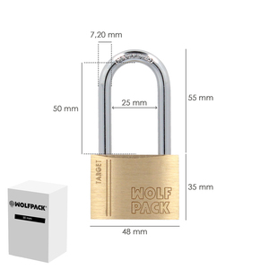 Brass <b>Padlock</b> with Long Shackle 50 mm. - Product Image 2