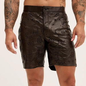 Shorts pour hommes de haute qualité durables avec fermeture à bouton et braguette Shorts en cuir pour hommes Produits de vente chauds en cuir - Product Image 1