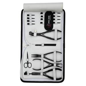 Black Hair <b>Extension</b> tools Kit with Curved Bead Pliers Tape-In pliers <b>Micro</b> Bead Crimper Bead Opening Plier Loop & Hook Finger - Product Image 6