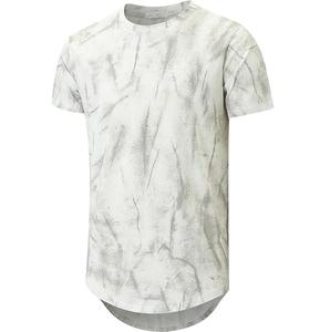 T-shirts pour hommes à col rond, en tissu toile, à manches courtes, style vintage, style incurvé, longueur allongée, coupe régulière, 100% coton - Product Image 1