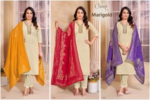 Coton Kora de qualité supérieure avec broderie Shifili et travail miroir pantalon Kurti et Dupatta femme mode achats en ligne - Product Image 4