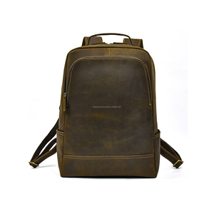 Unisex Full Grain Leather Laptop <b>Backpack</b> Customized Logo Vintage Casual Daypack Factory Wholesale Price - Product Image 1