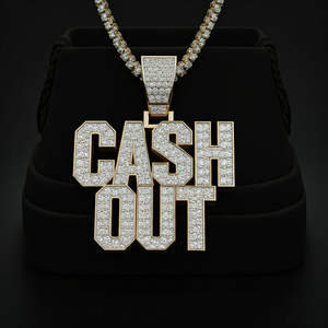 Pendentif Lettre en Argent Sterling 925 Plaqué Rhodium et Or 14K avec Moissanite, Style Hip Hop, Idéal pour Cadeau Unisexe et Soirées - Product Image 2