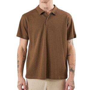 Camiseta Polo estilo dinero antiguo para hombre de tela de punto de gofre de moda, camiseta Polo de manga corta en blanco sólido personalizado para hombre en MOQ bajo - Product Image 1