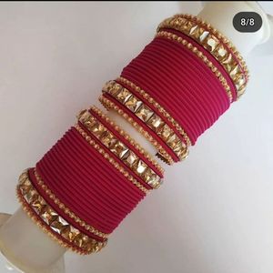 Duyên dáng hợp thời trang nhung Bridal Bangles với vàng đá làm việc mềm <span class=keywords><strong>Red</strong></span> Velvet Wedding mặc cho cô dâu - Product Image 4