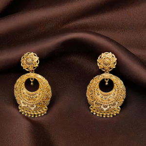 Prêt à expédier ensemble de boucles d'oreilles uniques conçues avec des boucles d'oreilles de style Jhumka plaqué or 22CT bijoux pour femmes - Product Image 1