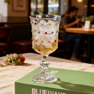 แก้วไวน์แดงลายจุดสไตล์วินเทจยุโรป แก้วไวน์เพ้นท์ลายคุณภาพสูง แก้วบรั่นดีแชมเปญวินเทจ - Product Image 3