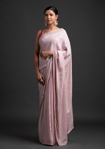 Élégant vêtement de fête, crêpe Pure, soie douce avec séquence de fil, pierre de travail, sari, bordure de tuyauterie, grossiste de Surat - Product Image 2