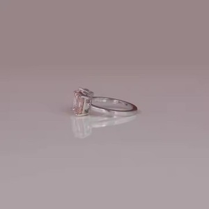 IGI Certified Solid Gold Engagement <b>Ring</b> With Ascher and Emerald Cut Custom Design 10K Lab Grown Pink Diamond Gold Plated - Product Image 2