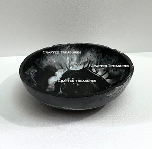 Bol de service d'affichage en résine tourbillon de qualité supérieure fait à la main bol de fruits à salade en résine nacrée noir blanc bol de vaisselle pour fruits/collations - Product Image 4