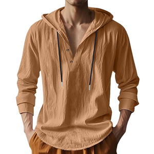 Men's <b>Hoodie</b> Long Sleeve Button Shirt Casual Hawaiian <b>Beach</b> Yoga Hoodies - Product Image 2
