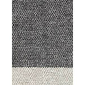 Tapis en jute Indusbar à rayures abstraites, 4 m de large, style kilim, en laine, 10 mm, gris et noir, tissage plat pour usage domestique - Modèle DW-148 - Product Image 3