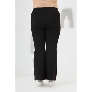 Plus Size Black Steel Knit <b>Flared</b> <b>Leggings</b> - Product Image 3