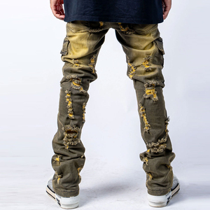 Pantalones vaqueros de moda para hombre, pantalones vaqueros ajustados, rectos, ajustados, rasgados, desgastados, informales, con estilo, duraderos, de alta calidad, al por mayor - Product Image 3