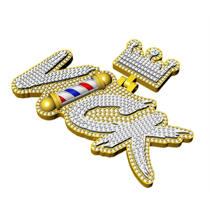 Pendentif hip-hop pour homme en moissanite, design couronne de barbier micro-pavé, collier statement, bijou cadeau - Product Image 4