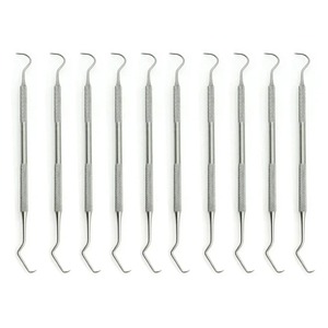Sonda exploradora dental de doble gancho, 10 unidades, herramienta de acero inoxidable para dentista, limpieza dental, higiene bucal - Product Image 1