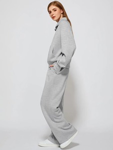 Ensemble de survêtement 2 pièces pour femme, logo personnalisé, respirant, 100% coton, jogging épais superposé, broderie 3D, nouvelle arrivée de la saison printemps - Product Image 4