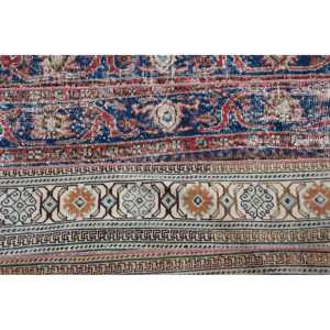 Alfombra Redonda Vintage de 37x3.8 pies, Azul Turco, Patchwork de Lana, Respaldo de Látex Ecológico - Product Image 5