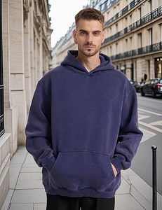Sweats à capuche décontractés d'hiver pour hommes couleur unie 100% coton polaire coupe régulière séchage rapide et respirant de haute qualité - Product Image 5