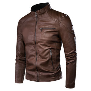 Chaqueta de Motociclista de Cuero de Alta Calidad, Chaqueta de Cuero PU de Invierno con Cremallera Completa y Logotipo Bordado Personalizado para Hombre - Product Image 3