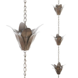 Chaînes de pluie en métal en forme de fleur plaquées or, gouttière de descente d'eau, décoration extérieure de jardin, chaînes de pluie suspendues - Product Image 2