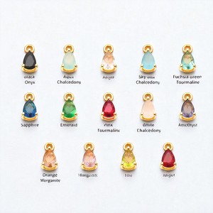 Prong Setting <b>Gold</b> Plated 5x3 MM Pear Sapphire Gemstone Connector <b>Charms</b> Single Bail Connector for <b>Bracelet</b> Making - Product Image 3