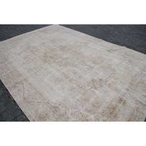 Vintage Turkish Oversize Rug 8.8x12.7 ft, White <b>Brown</b> Southwestern Rug - Product Image 2