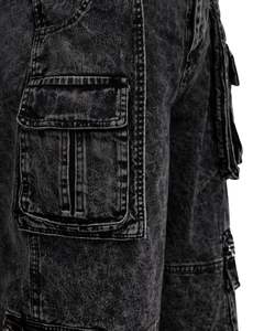 Pantalones Cargo Vaqueros Negros Personalizados de Fabricante para Mujer, Cintura Alta, Múltiples Bolsillos, Pierna Ancha, Ajuste Holgado, Estilo Urbano, Moda Casual - Product Image 3