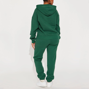 Ensembles de sweat à capuche et de jogging pour femme en polaire lourde grande taille ensembles pour femmes de qualité supérieure anti-boulochage survêtement vert uni vierge - Product Image 4
