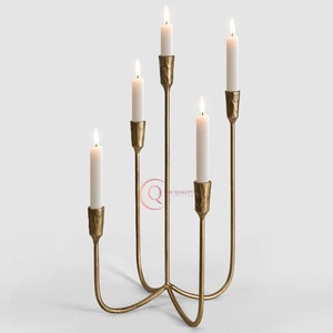 Unique Design Metal Candelabra Tabletop Church Religious 5 Arms Rustic <b>Gold</b> Color <b>Candle</b> Jar And <b>Stick</b> Holder Hot Selling - Product Image 1