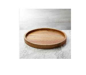 Plateau de service en bois simple élégant fait à la main plateau rond écologique pour la table de cuisine à la maison pour le service de nourriture de restaurant - Product Image 1