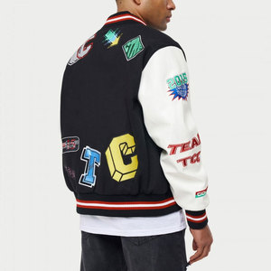 Vestes universitaires personnalisées pour hommes, fabricant OEM, manches en cuir PU et laine, vêtements d'extérieur de style sportif pour l'école et l'université - Product Image 2