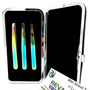 Pinzas profesionales para cejas de acero inoxidable, Punta inclinada sostenible ecológica, multicolor para dar forma a las cejas - Product Image 5