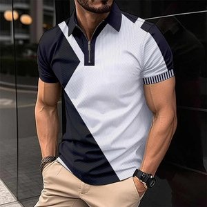 Nouveaux hommes PoloT-Shirt mode Slim Fit couleur bloc hommes T-Shirt Polo haute qualité nouveaux hommes hauts revers T-Shirt - Product Image 6