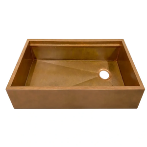 Fregadero de cocina moderno y rectangular de granja con delantal plano-Fregadero de un solo tazón con un frente limpio y recto y un acabado interior - Product Image 1