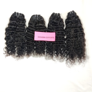 Extensions de cheveux humains à double trame machine à prix abordables Vente en gros Alignés sur cuticules tissage indien faisceau brut bouclé traitement aucun - Product Image 3