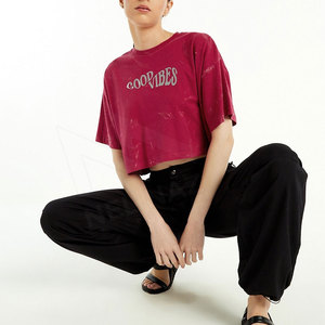 Nueva Camiseta corta de algodón transpirable para mujer, Camisetas estampadas de gran tamaño, camisetas cortas transpirables - Product Image 4