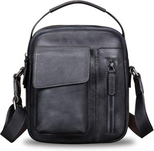 Bolso bandolera de cuero genuino para hombre y mujer, bolso cruzado informal, botón con cremallera magnética, cadena ecológica - Product Image 5