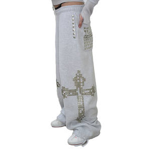 Pantalon de jogging décontracté à jambe droite, taille mi-haute double, imprimé personnalisé, léger, confortable, avec cordon de serrage, respirant et séchage rapide - Product Image 3