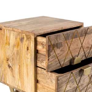 ลิ้นชักเก็บข้างเตียงไม้จริงทรงเรขาคณิตสีทองหรูหรา2ลิ้นชักเฟอร์นิเจอร์บ้านอพาร์ทเมนต์ทันสมัยสำหรับห้องนอนห้องนั่งเล่น - Product Image 4