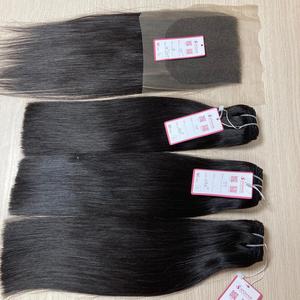 Extensions naturelles lisses et vierges, vente en gros, avec fermeture en dentelle HD 100%, Machine à coudre, Extension à Double trame - Product Image 5