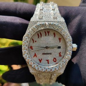 Người Đàn Ông Của Thép Không Gỉ Ban Nhạc Thể Thao Thời Trang Đồng Hồ Vvs Moissanite Trắng Brilliant Kim Cương Arabic Quay Số Hip Hop Bộ Sưu Tập Cho Gifting - Product Image 1