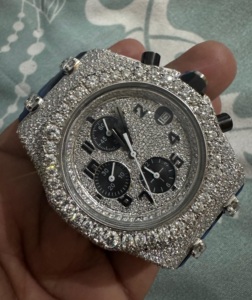 Custom Lab Diamond Automatic Ap <b>Watch</b> With Rubber Strap Stainless Steel 2 Tone 18K Gold Hip Hop Style AP VVS Moissanite <b>Watches</b> - Product Image 3