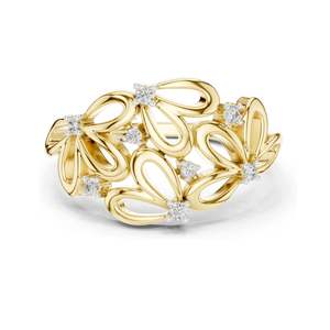 0.088 CT Lab Diamond Floral <b>Ring</b> for Women VVS-VS EF Clarity 18KT, 14KT, 10KT Gold & 925 <b>Silver</b> Rose, Yellow, White Gold - Product Image 3